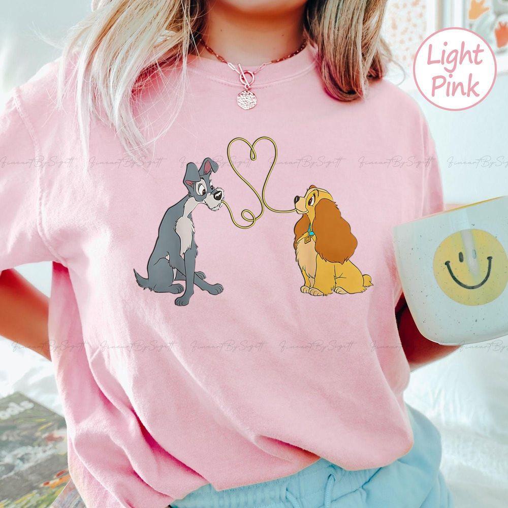 Disney Lady And Tramp Shirt Lady And Tramp Couple Shirt Disney Dogs Valentine Shirt Disneyland Valentine's Day Shirt Wedding Anniversary Design T-shirt